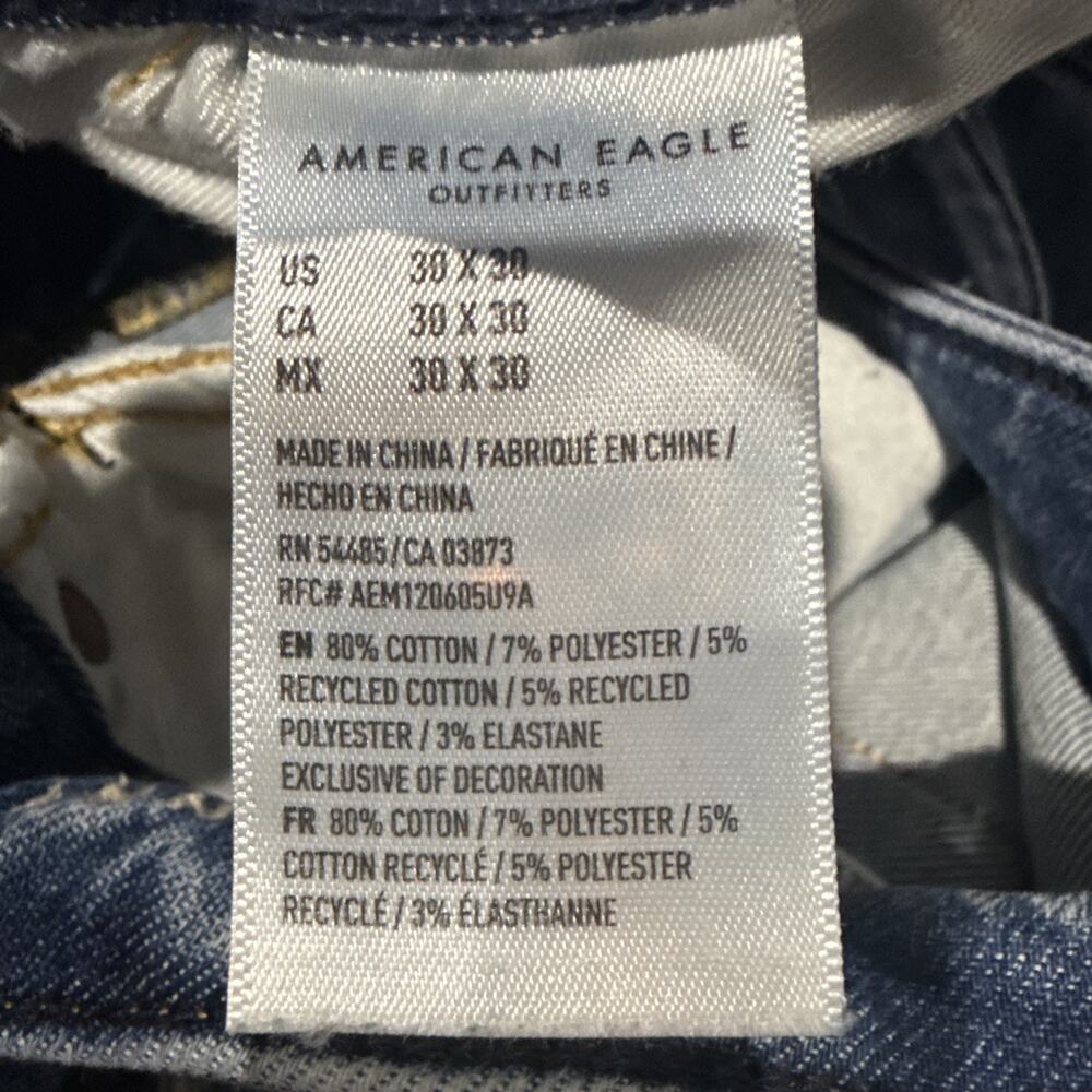 American Eagle Airflex 360 Patched Athletic Skinny Fit Jeans Size 30 X 30 Mens - Picture 9 of 12